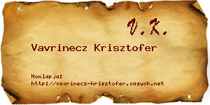 Vavrinecz Krisztofer névjegykártya
